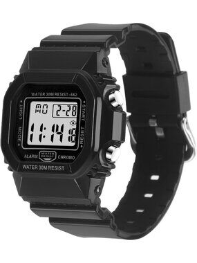 Women's Black Digital Resistant Outdoor Luminous Waterproof Electronic Watch